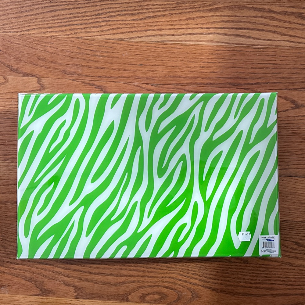 New Mainstreet Collection Green and White Zebra Lap Desk